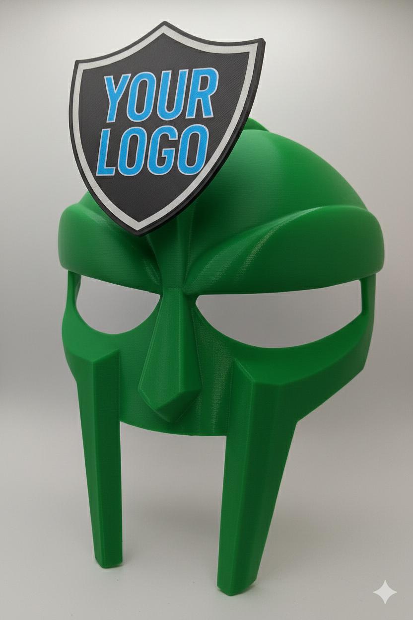 Customizable MF DOOM / Gladiator Mask for Cosplay & Costumes | Interchangeable Emblems Design | Sci-Fi Villain Style Prop | Green Facemask