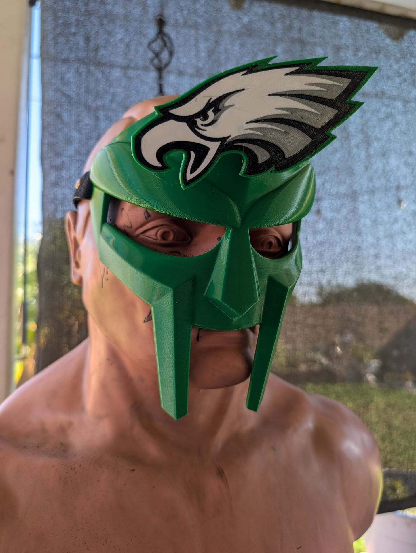 Customizable MF DOOM / Gladiator Mask for Cosplay & Costumes | Interchangeable Emblems Design | Sci-Fi Villain Style Prop | Green Facemask