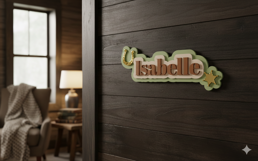 Custom 3D Western Name Sign | Personalized Cowboy Nursery Decor & Rustic Wall Art