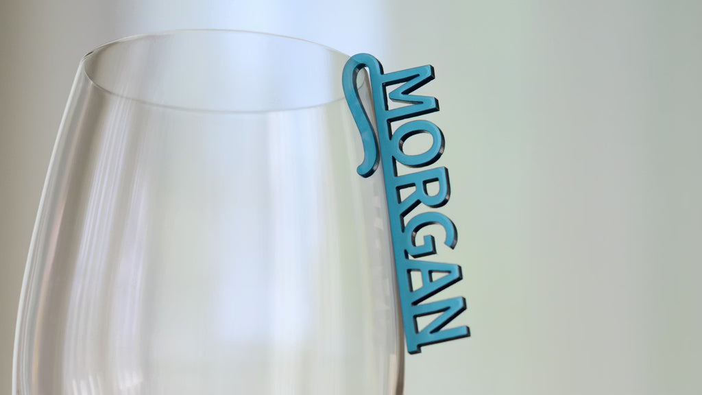 Personalized Acrylic Name Drink Markers | Custom Wine Glass Charms & Wedding Place Cards