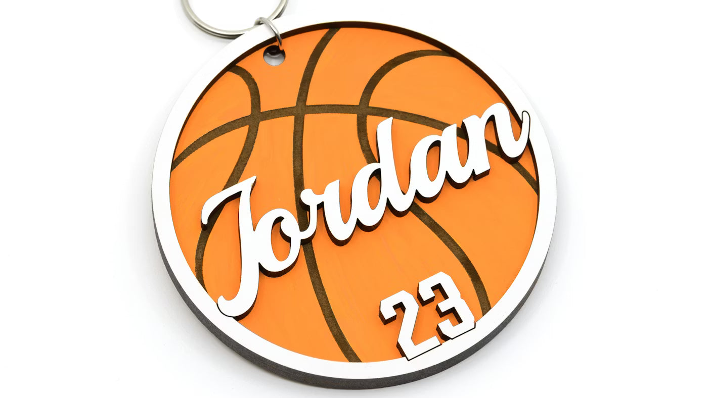 Personalized Sports Keychain & Bag Tag | Custom Team Name, Number, and Sport