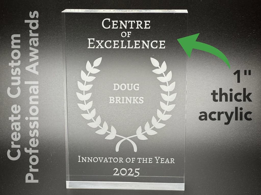 Custom 1" thick Award Plaque | Wood & Frosted Acrylic Corporate Trophy