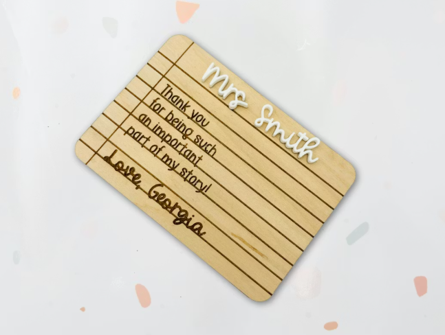 Personalized Teacher Appreciation Magnet | Wooden Notebook Paper "Part of My Story" Gift
