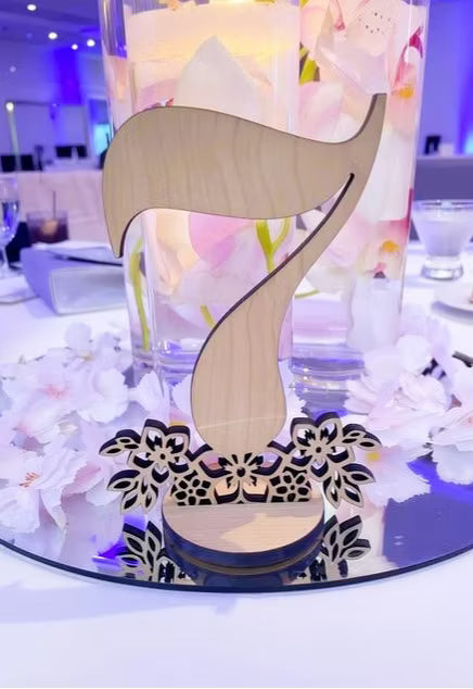 Custom Laser-Cut Wooden Table Numbers | Floral Wedding Centerpiece Decor