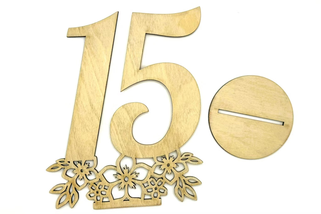 Custom Laser-Cut Wooden Table Numbers | Floral Wedding Centerpiece Decor
