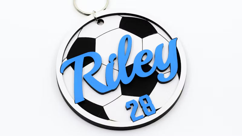 Personalized Sports Keychain & Bag Tag | Custom Team Name, Number, and Sport