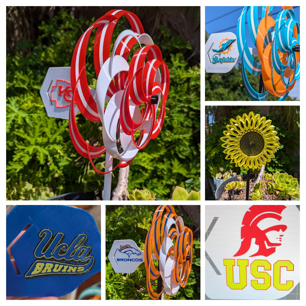 Custom 3D Printed Pinwheel with Logo Shield | Personalized Garden Wind ...