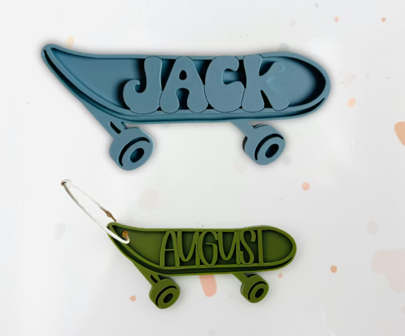 Custom 3D Skateboard Name Sign | Personalized Boy’s Room Wall Art & Skate Decor