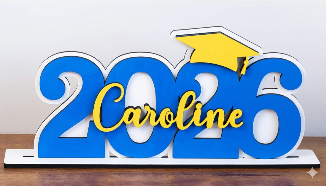 Personalized Layered Graduation Centerpiece Sign | Custom Name & Class of [Year] Party Decor