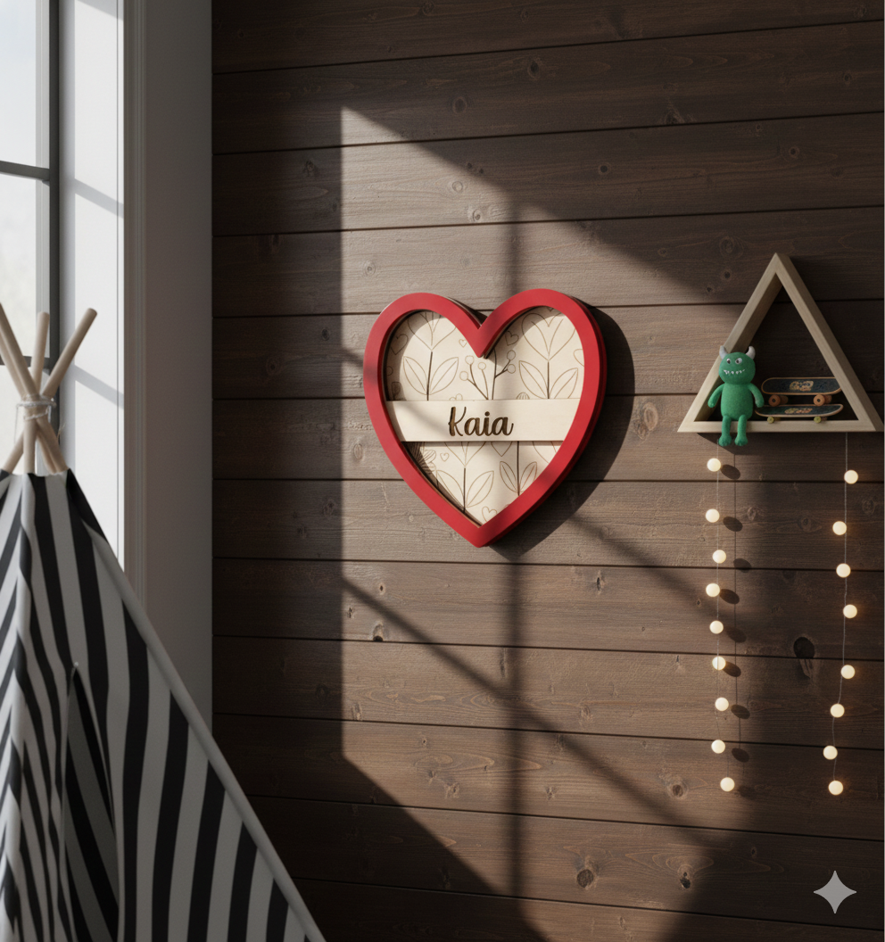 Custom 3D Valentine's Heart Name Sign | Personalized Romantic Wall Art & Nursery Decor