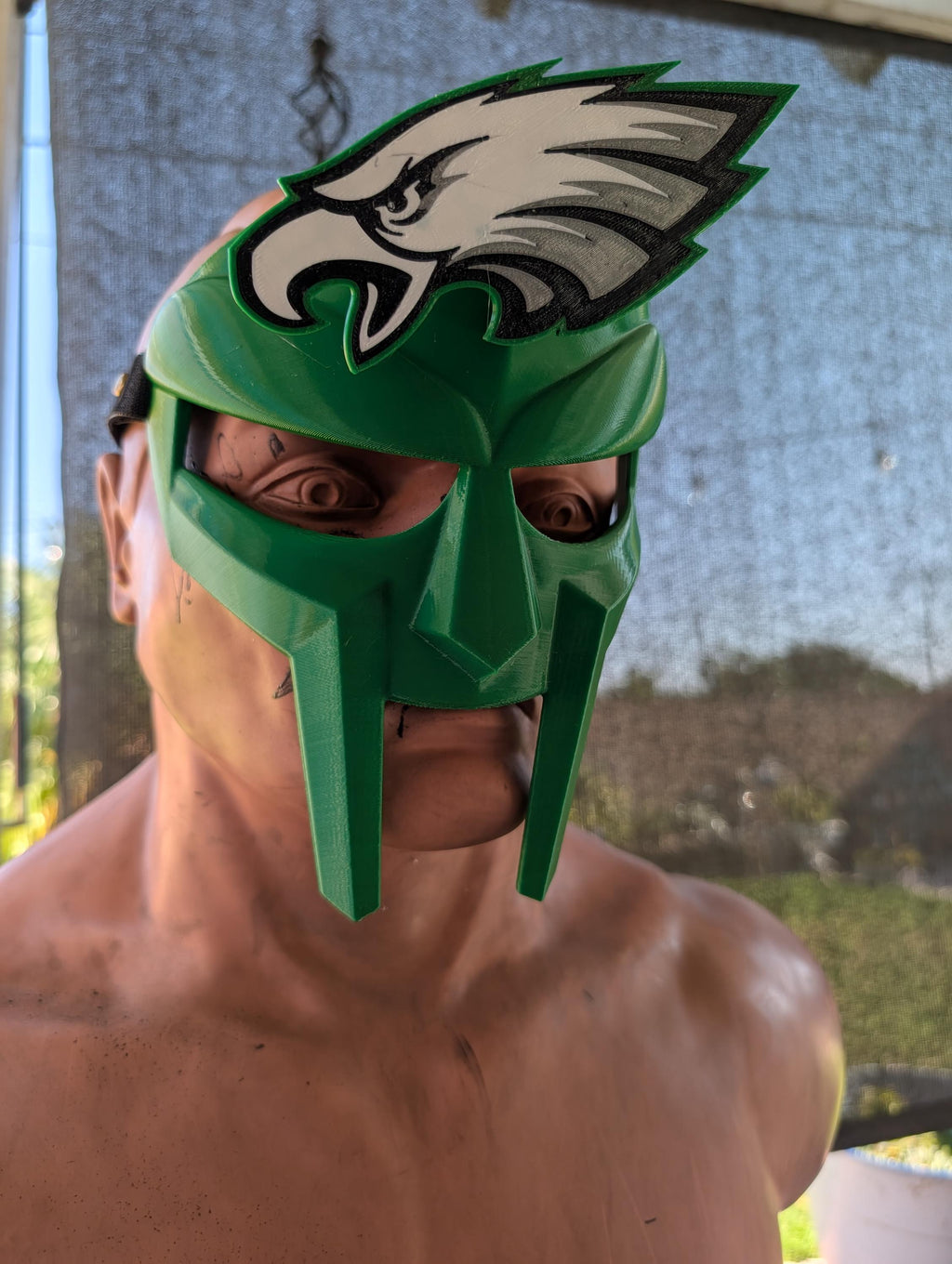 Customizable MF DOOM / Gladiator Mask for Cosplay & Costumes | Interchangeable Emblems Design | Sci-Fi Villain Style Prop | Green Facemask