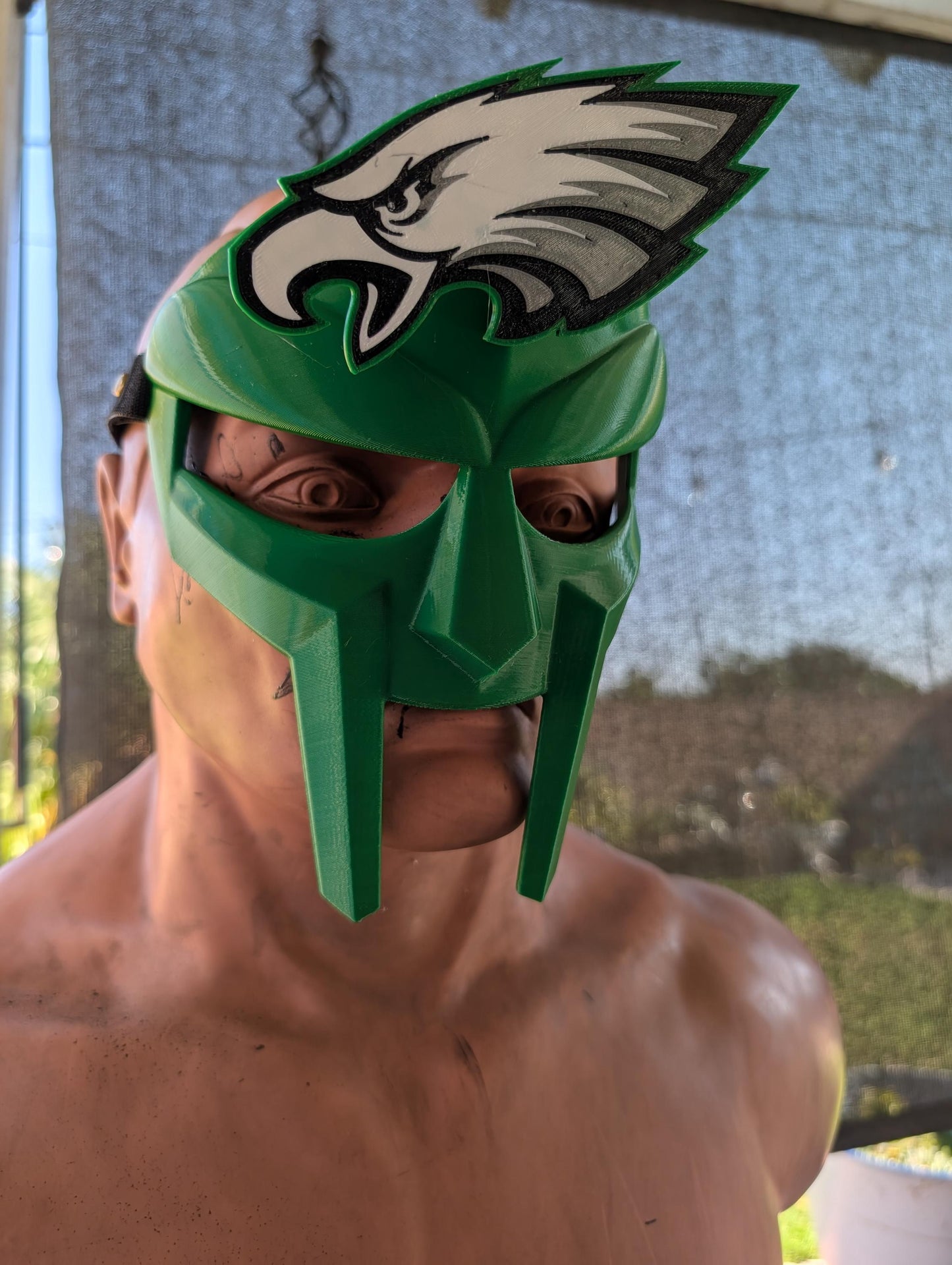 Customizable MF DOOM / Gladiator Mask for Cosplay & Costumes | Interchangeable Emblems Design | Sci-Fi Villain Style Prop | Green Facemask